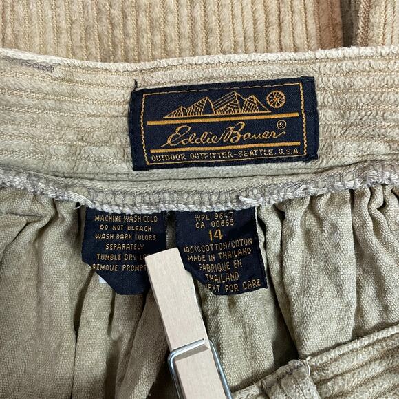 Eddie Bauer Maxi Skirt Size 14 Tan Khaki Corduroy Button A Line Vintage 90s Y2K - Picture 10 of 13